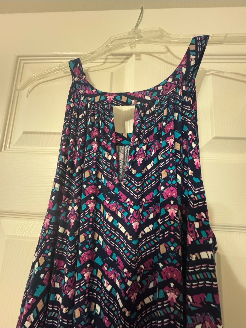Loveappella Navy Tank Top with Teal, Purple & Pink Pattern